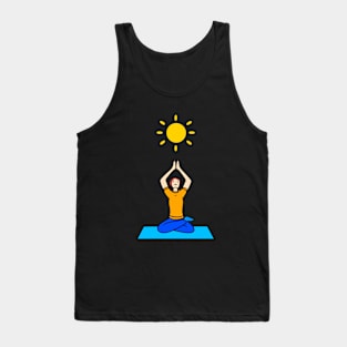 Pretty cartoon yoga woman spiritual pose Tank Top